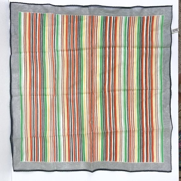 Vintage Striped Square Scarf MCM Mod Retro Polyester Japan - Picture 13 of 14